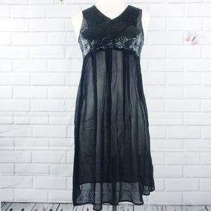 Chan Luu 100% Silk Black Sequin Top Dress
